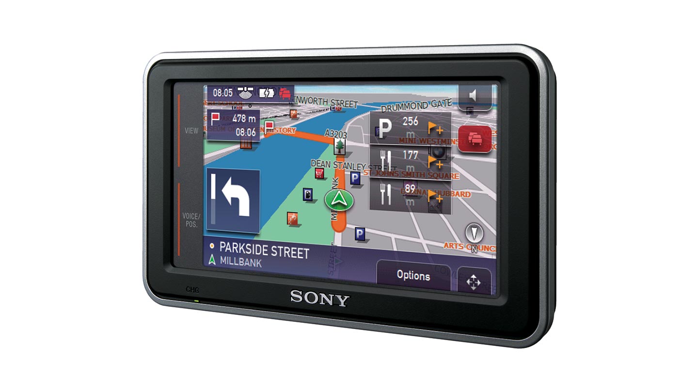A widescreen Sony navigation device with the new user interface